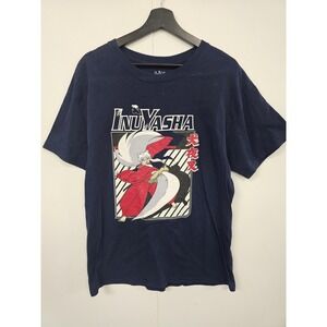 InuYasha Shirt Mens Large Blue Anime Graphic Tee T-Shirt Crew Neck Tagless